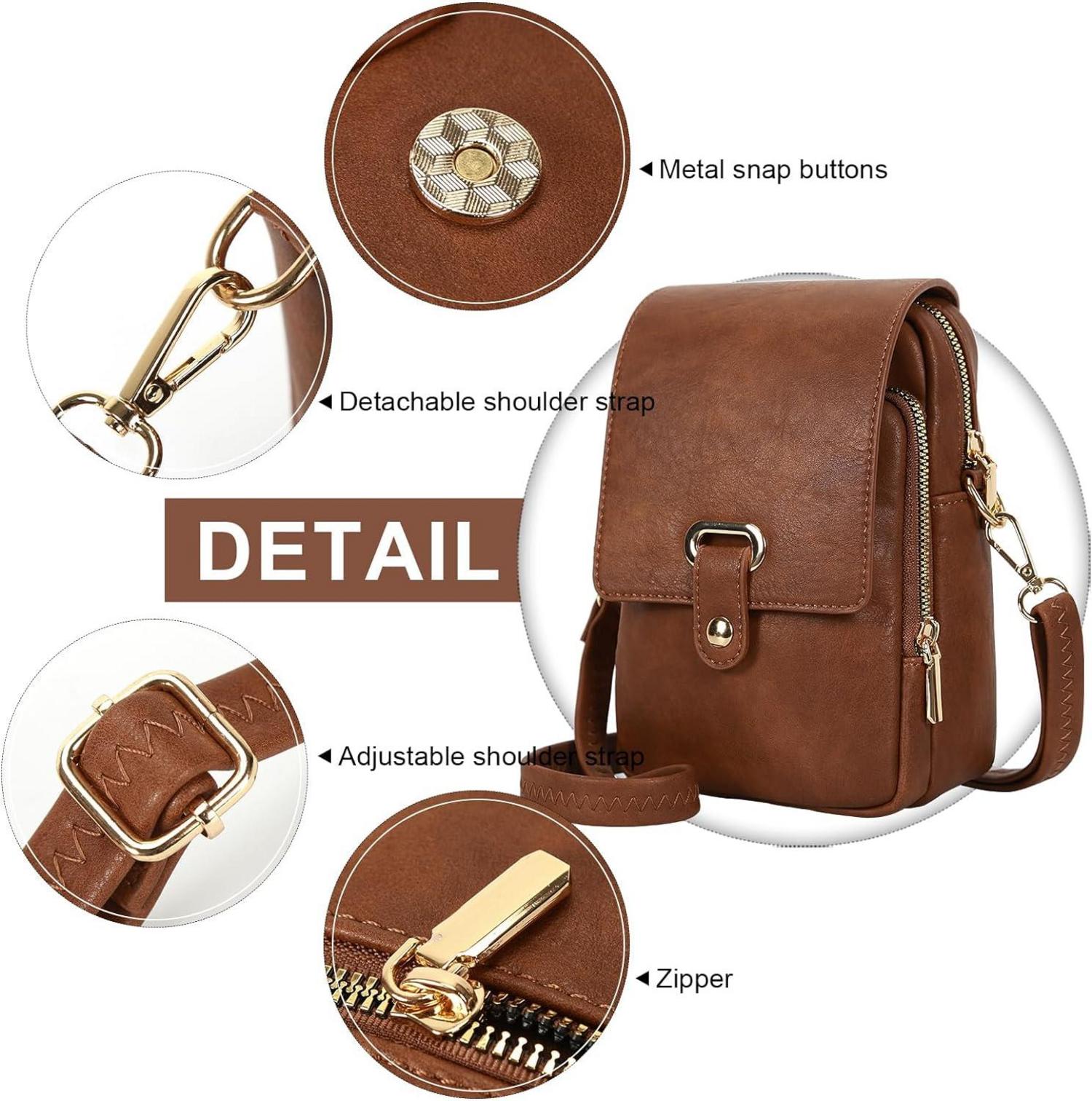 Handytasche mit Geldbörse zum Umhängen aus Veganem Leder Braun