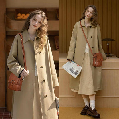 Leathario Handytasche mit Geldbörse aus Veganleder, Umhängetasche Damen Braun