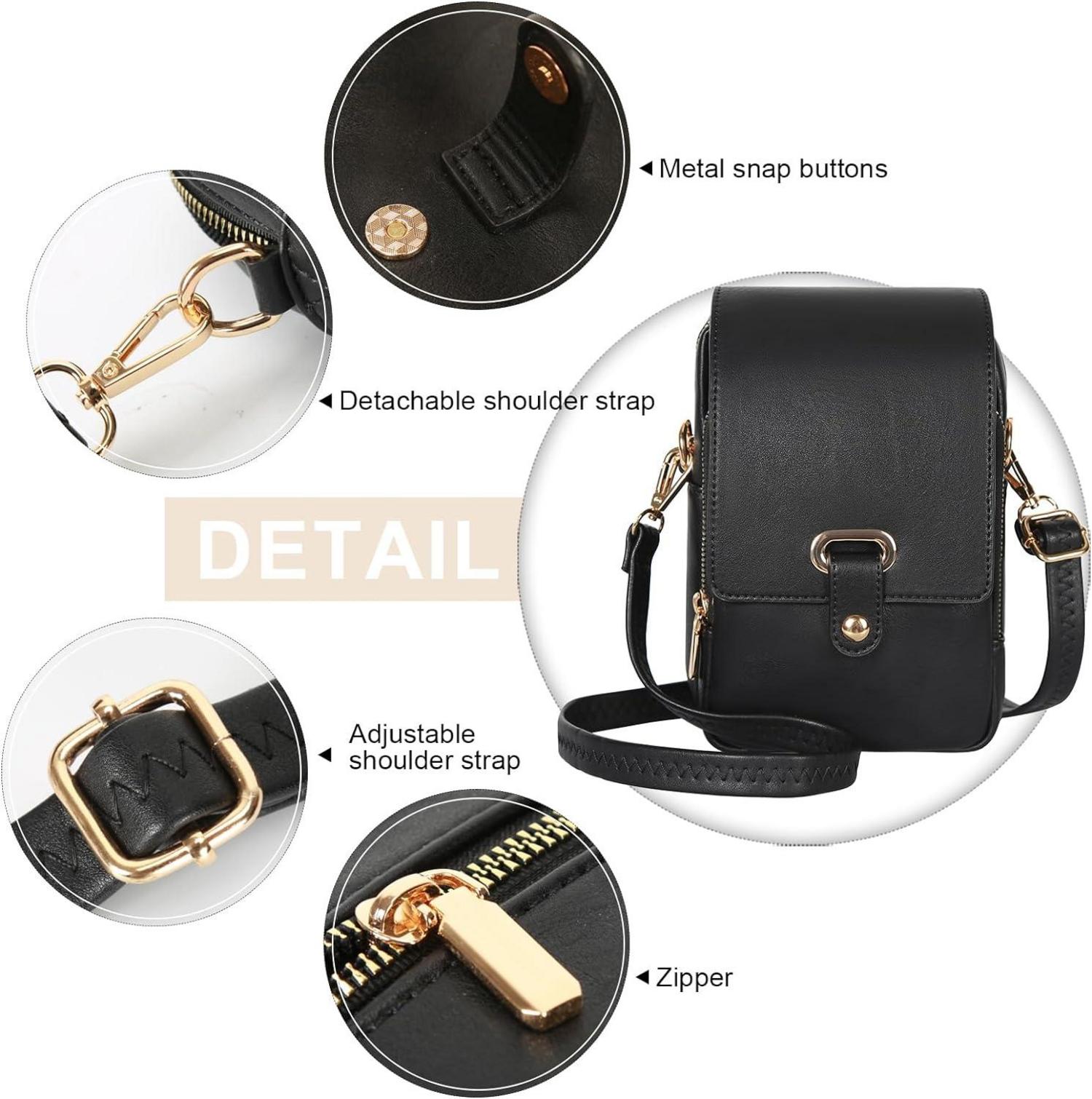 Handytasche mit Geldbörse aus Veganem Leder und Kartenfächern, Schwarz