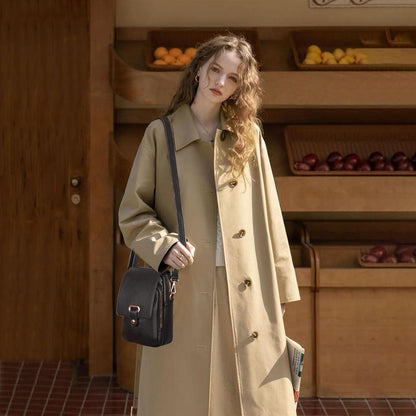 Handytasche mit Geldbörse aus Veganem Leder und Kartenfächern, Schwarz