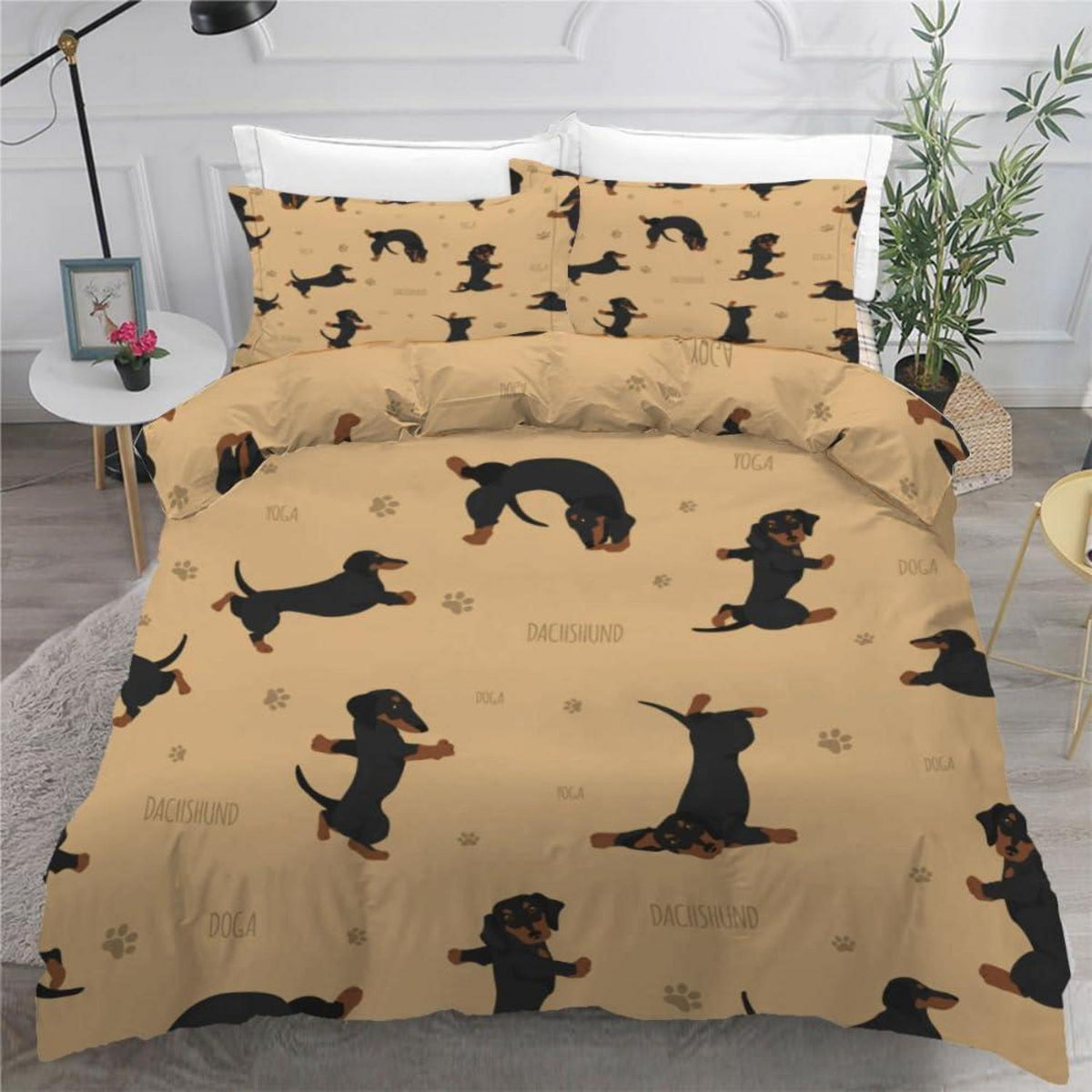 Dackel Bettwäsche Set 220x240 cm - 3-teilig Mikrofaser