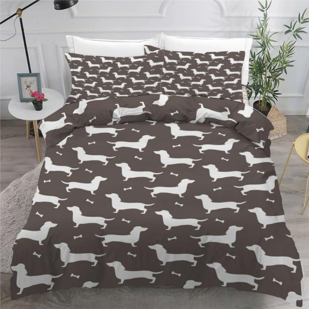 Dackel Kinderbettwäsche Set 135x200 cm 4-teilig Mikrofaser