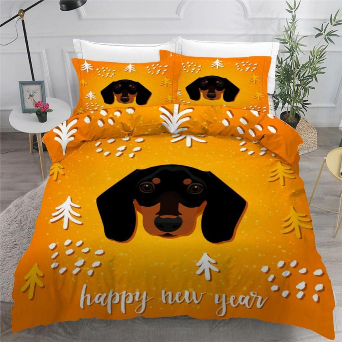 Dackel Bettwäsche Set 135x200 cm - 4-teilig Mikrofaser Weihnachten