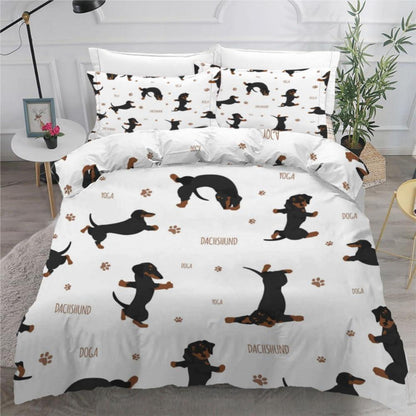 Dackel Bettwäsche Set 220x240 cm - 3-teilig Mikrofaser