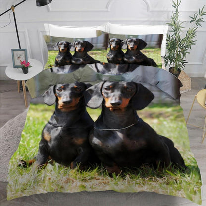 Dackel Bettwäsche Set 220x240 cm - 3-teilig Mikrofaser