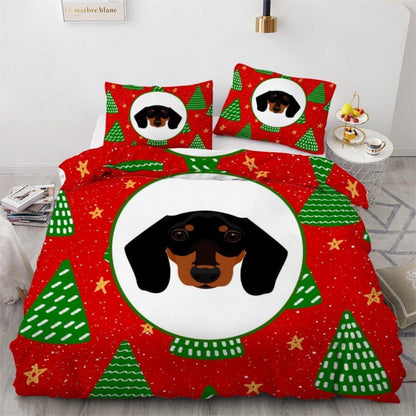 Dackel Bettwäsche Set 220x240 cm - 3-teilig Mikrofaser Weihnachten