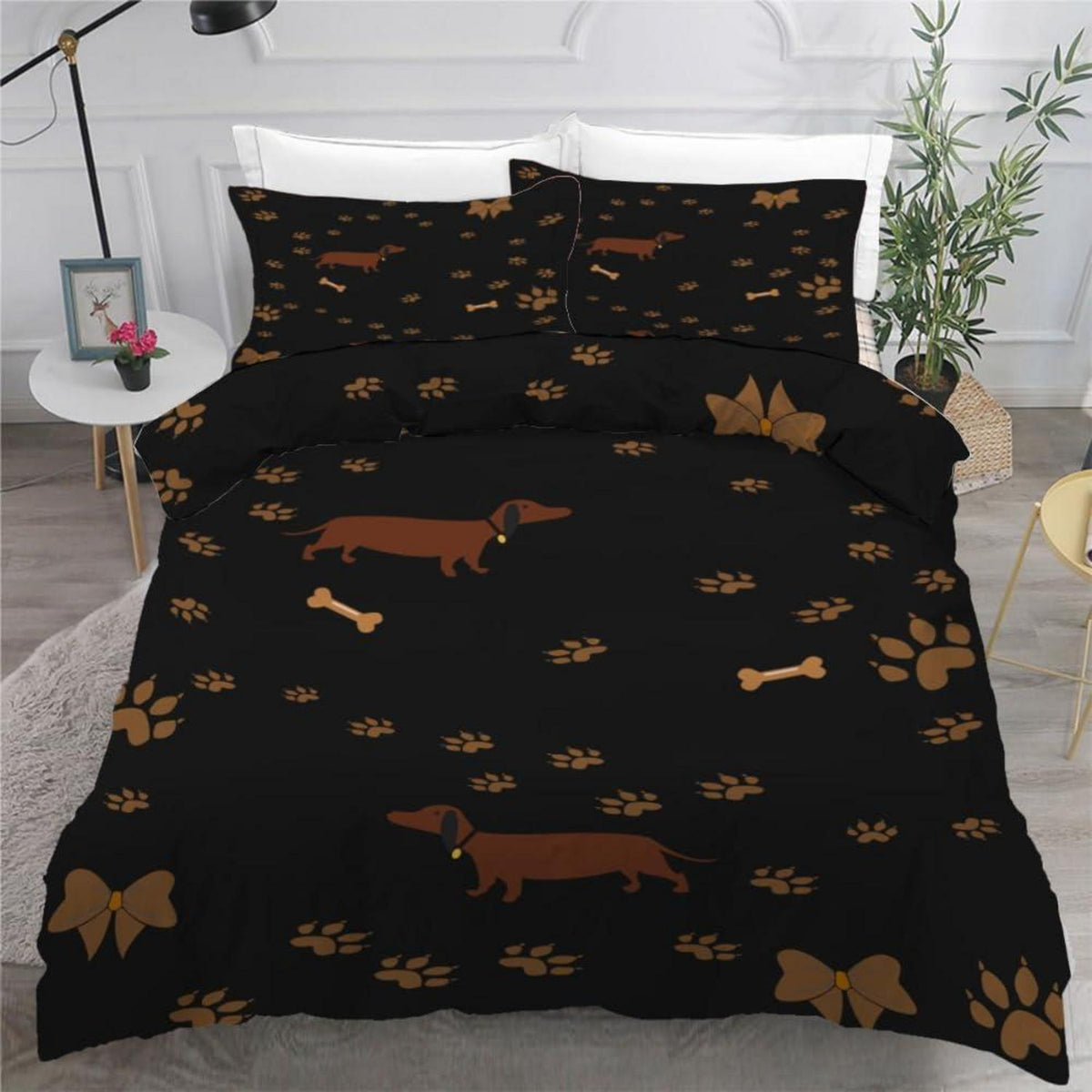 Dackel Kinderbettwäsche Set 135x200 cm 4-teilig Mikrofaser