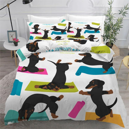 Dackel Kinderbettwäsche Set 135x200 cm 4-teilig Mikrofaser