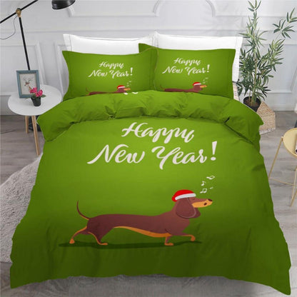 Dackel Bettwäsche Set 135x200 cm - 4-teilig Mikrofaser Weihnachten