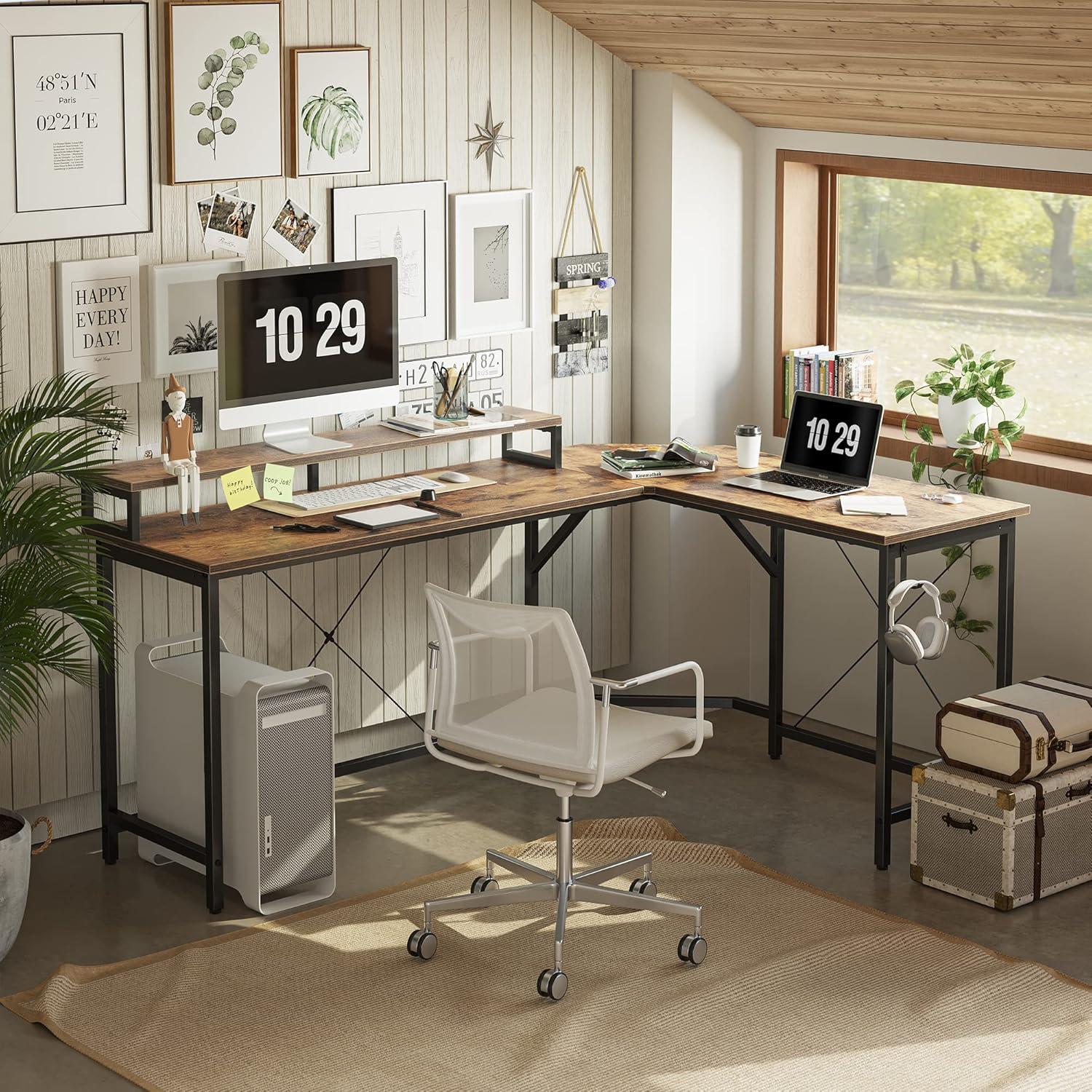 Schreibtisch L-Form Gaming Tisch 170x120cm Monitorständer