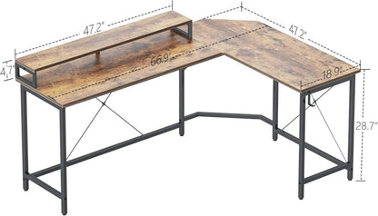 Schreibtisch L Gaming Tisch Eckschreibtisch 170x120cm Vintagebraun