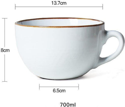 Groß Tasse 700ml Keramik Kaffee Tee XXL Porzellan Weiß Kaffeetasse mit