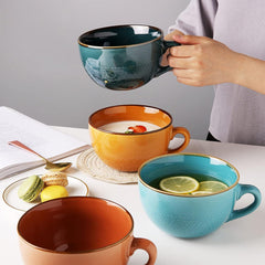 Große Keramik Tee Kaffeetasse Weiß 700ml Henkel Suppentassen XXL - Kaufland
