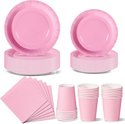 96-teiliges Partygeschirr Set Pappteller Becher Servietten Partyteller