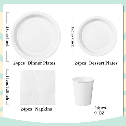 Partygeschirr Set 96-teilig – Pappteller, Becher & Servietten