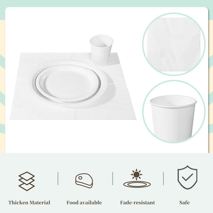 Partygeschirr Set 96-teilig – Pappteller, Becher & Servietten