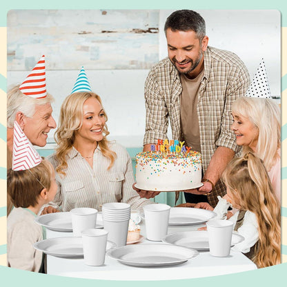 Partygeschirr Set 96-teilig – Pappteller, Becher & Servietten