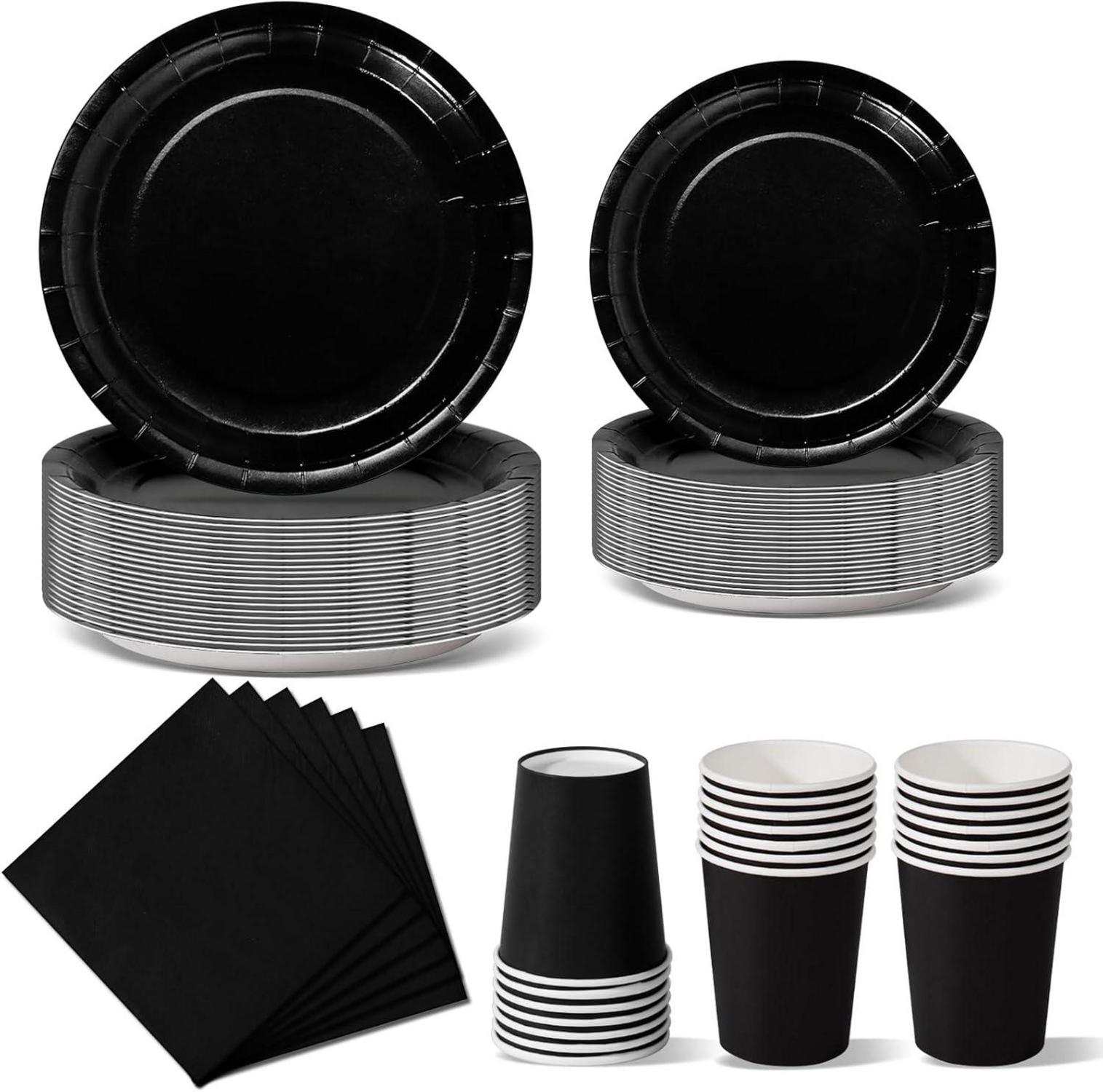 96-teiliges Partygeschirr Set Pappteller Becher Servietten Partyteller