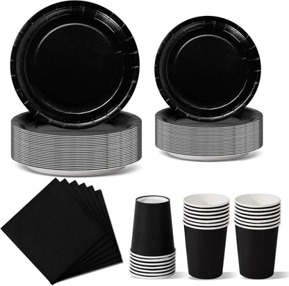 96-teiliges Partygeschirr Set Pappteller Becher Servietten Partyteller