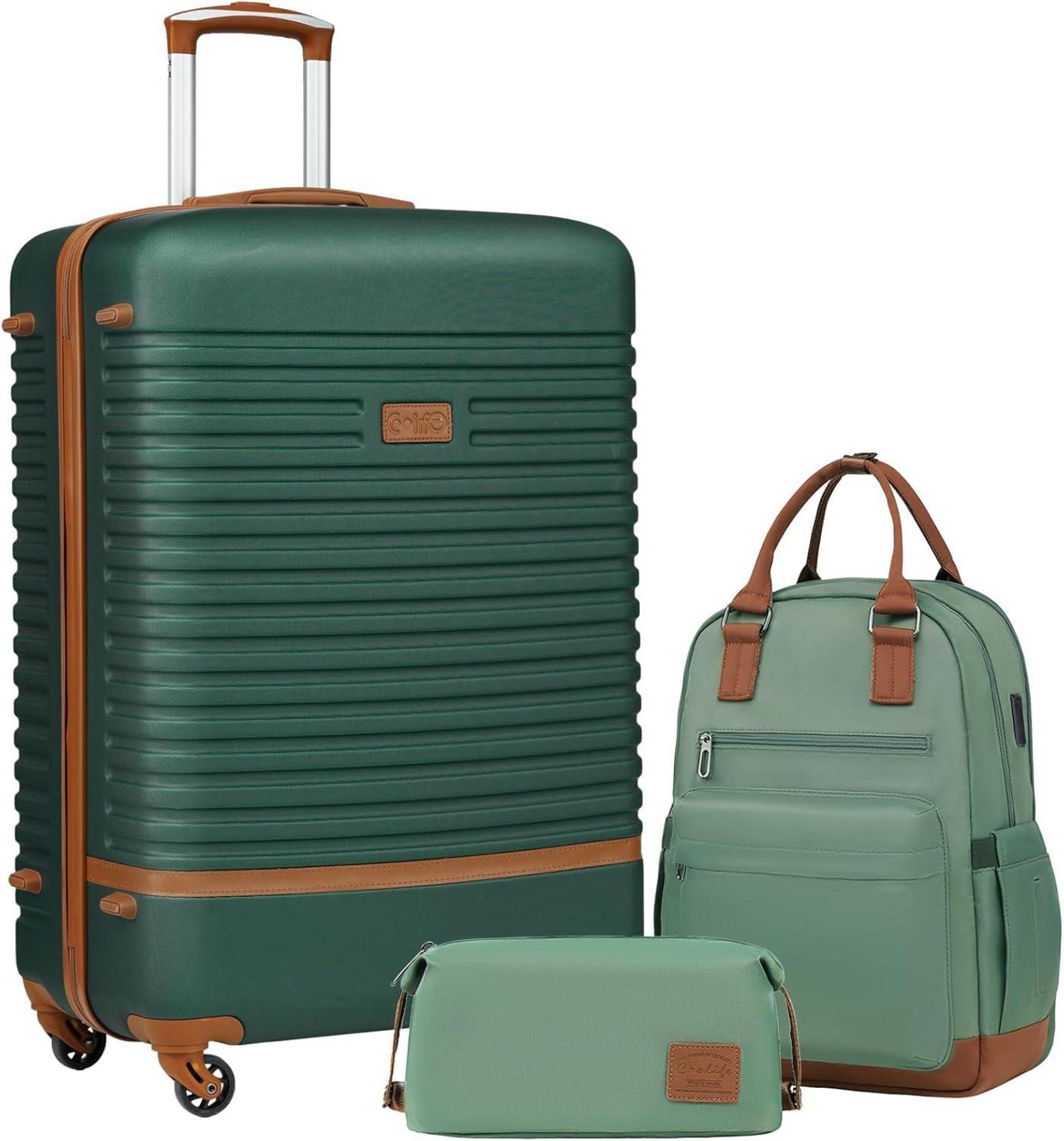 COOLIFE Trolley Koffer Met 4 Wielen Stoffen Handbagage TSA-slot, Set