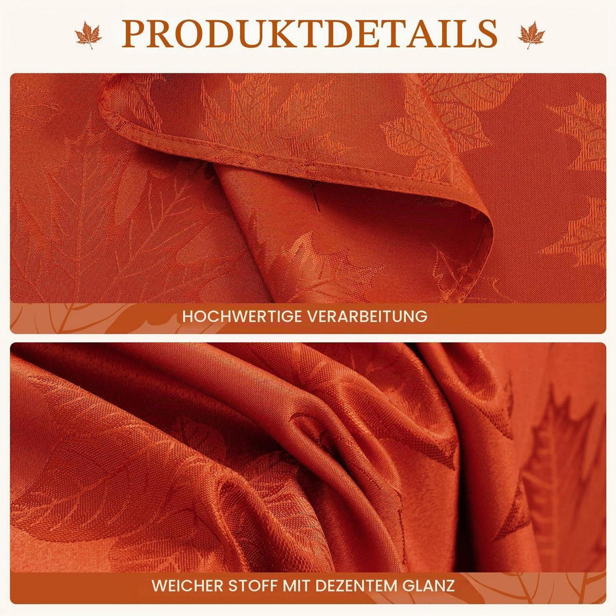Herbstliche Tischdecke Jacquard Ahornblatt, 152x305 cm