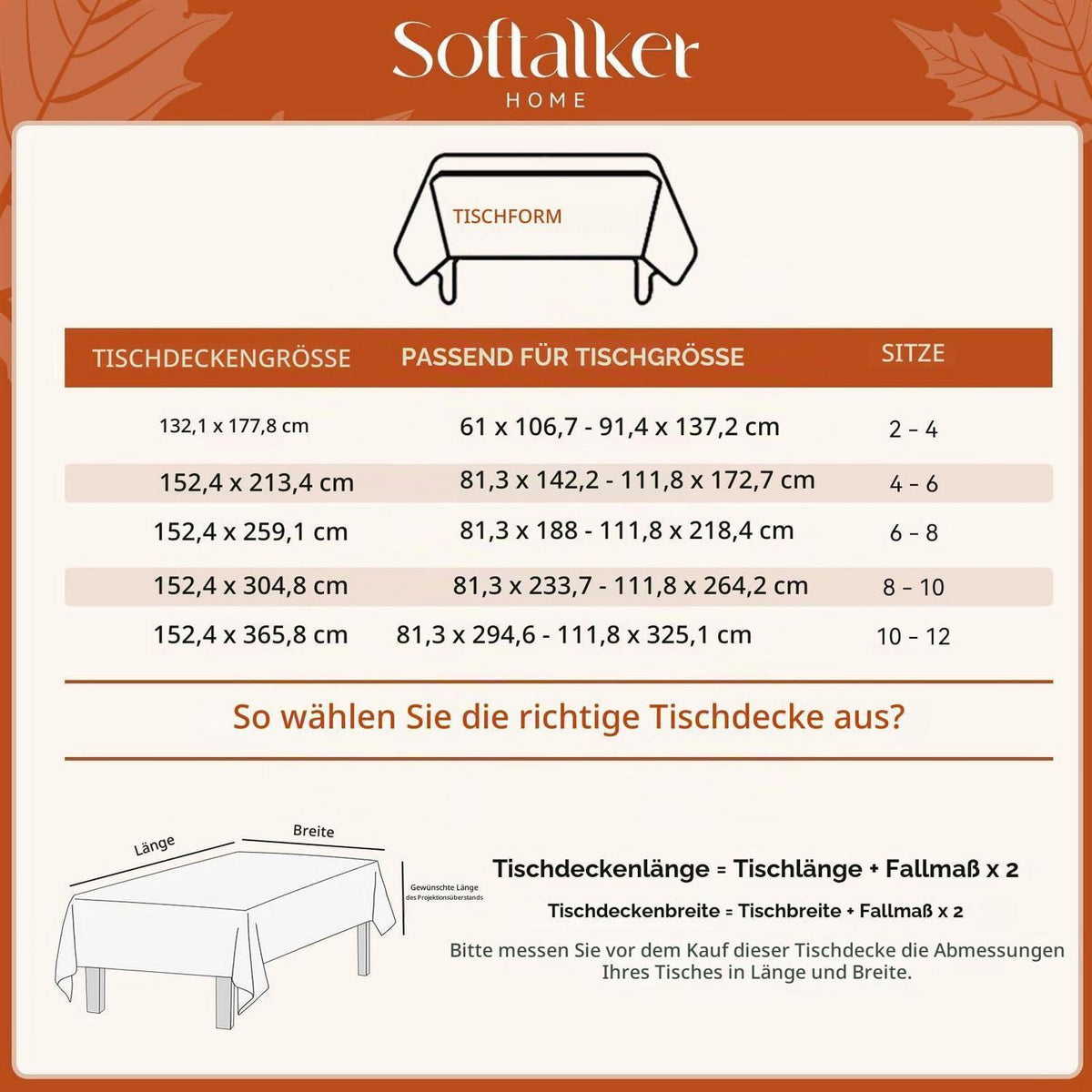 Herbstliche Tischdecke Jacquard Ahornblatt, 152x305 cm