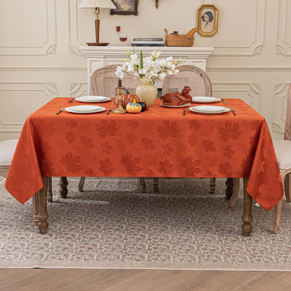 Herbstliche Tischdecke Jacquard Ahornblatt, 152x305 cm