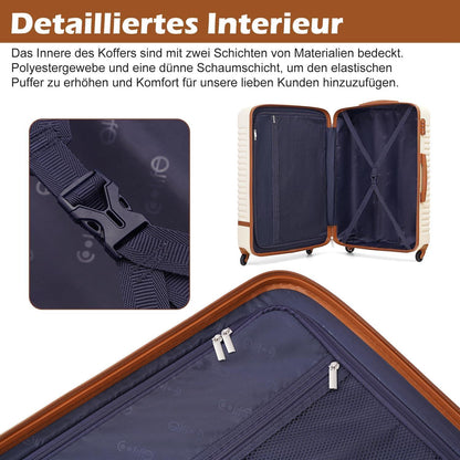 Hartschalen Koffer 4 Rollen TSA-Schloss Handgepäck-Set 3tlg Grau/Rosa