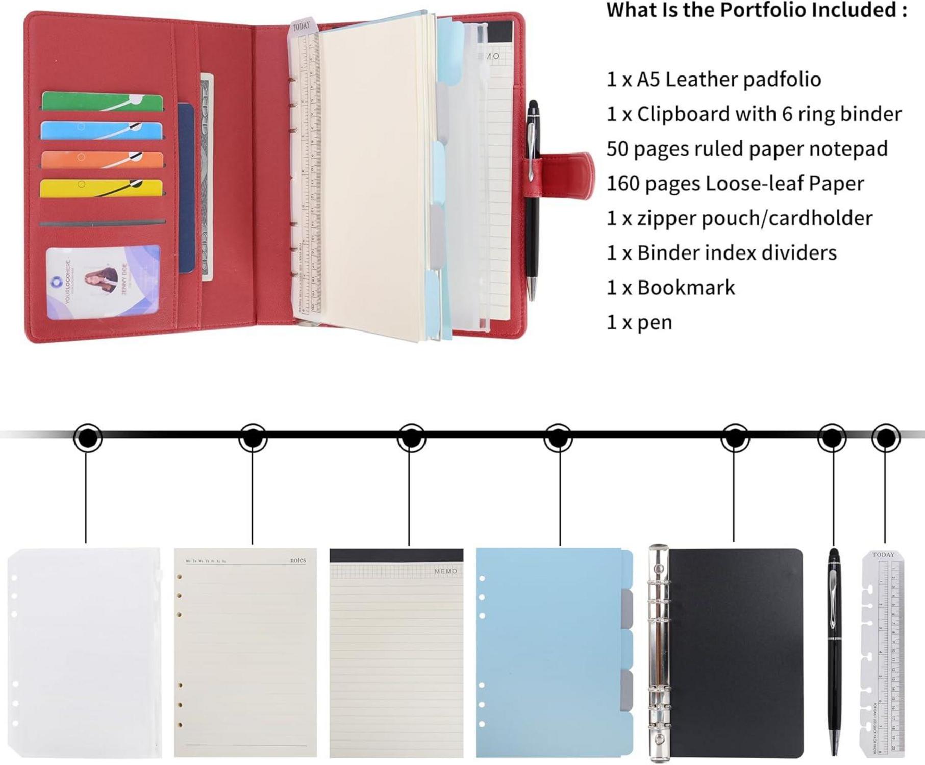 WASON A5 Liniertes Nachfüllbares PU Leder Tagebuch Journal Rot