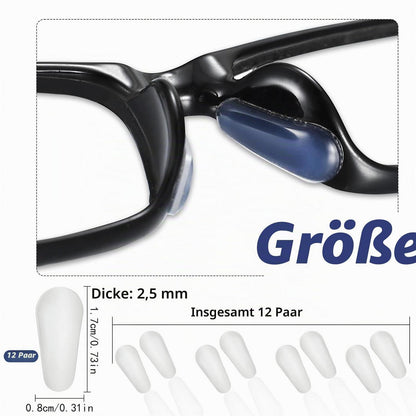 Nasenpads für Brille – 12 Paar Silikon, rutschfest & selbstklebend