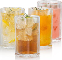 Geriffelte Vintage Cocktailgläser Set 500ml - 4er Set Origami-Stil