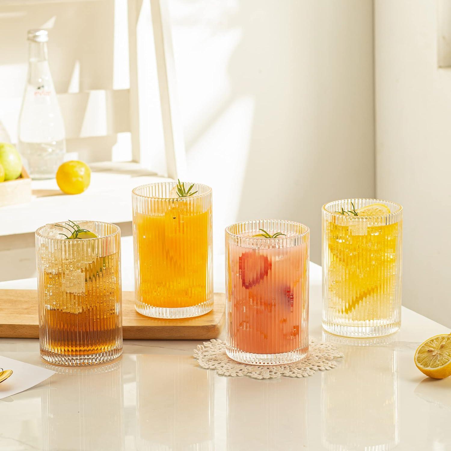 Vintage Cocktailgläser 4er Set 500ml - Romantische Gläser Origami-Stil