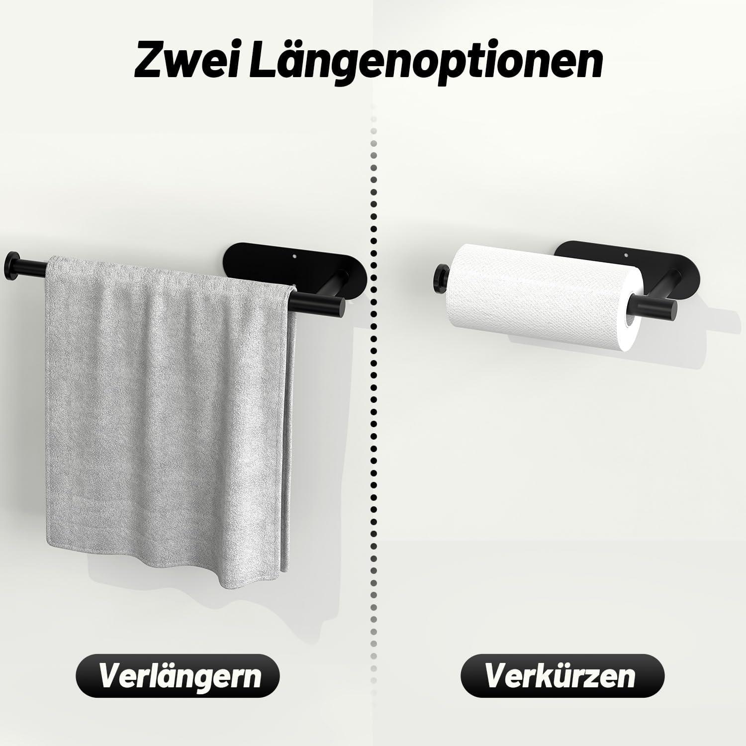 Wand Küchenrollenhalter Edelstahl Einfahrbar Schwarz