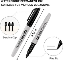 Permanent Marker Set Black Fine Tip Waterproof 30 Pack