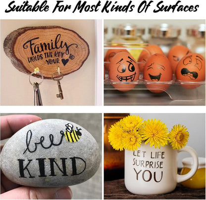 Permanent Marker 30 Pack - Fine Tip Black Pens Set Waterproof