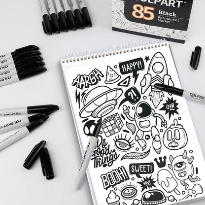 30 Pack Fine Tip Black Permanent Marker Pens Waterproof Fade-resistant Quick