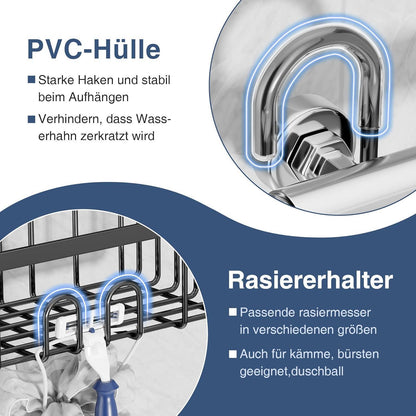 Duschablage zum Hängen Edelstahl Schwarz ohne Bohren