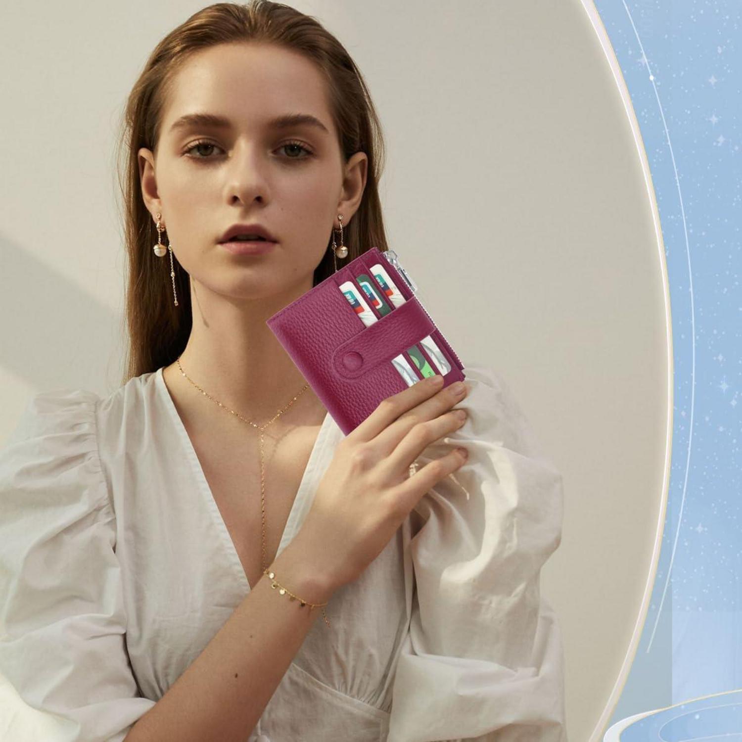 Damen Leder Geldbörse RFID Schutz 13 Karten Münzfach Purple