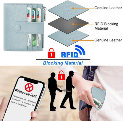 Klein Damen Geldbörse Leder RFID Schutz Portemonnaie mit 13