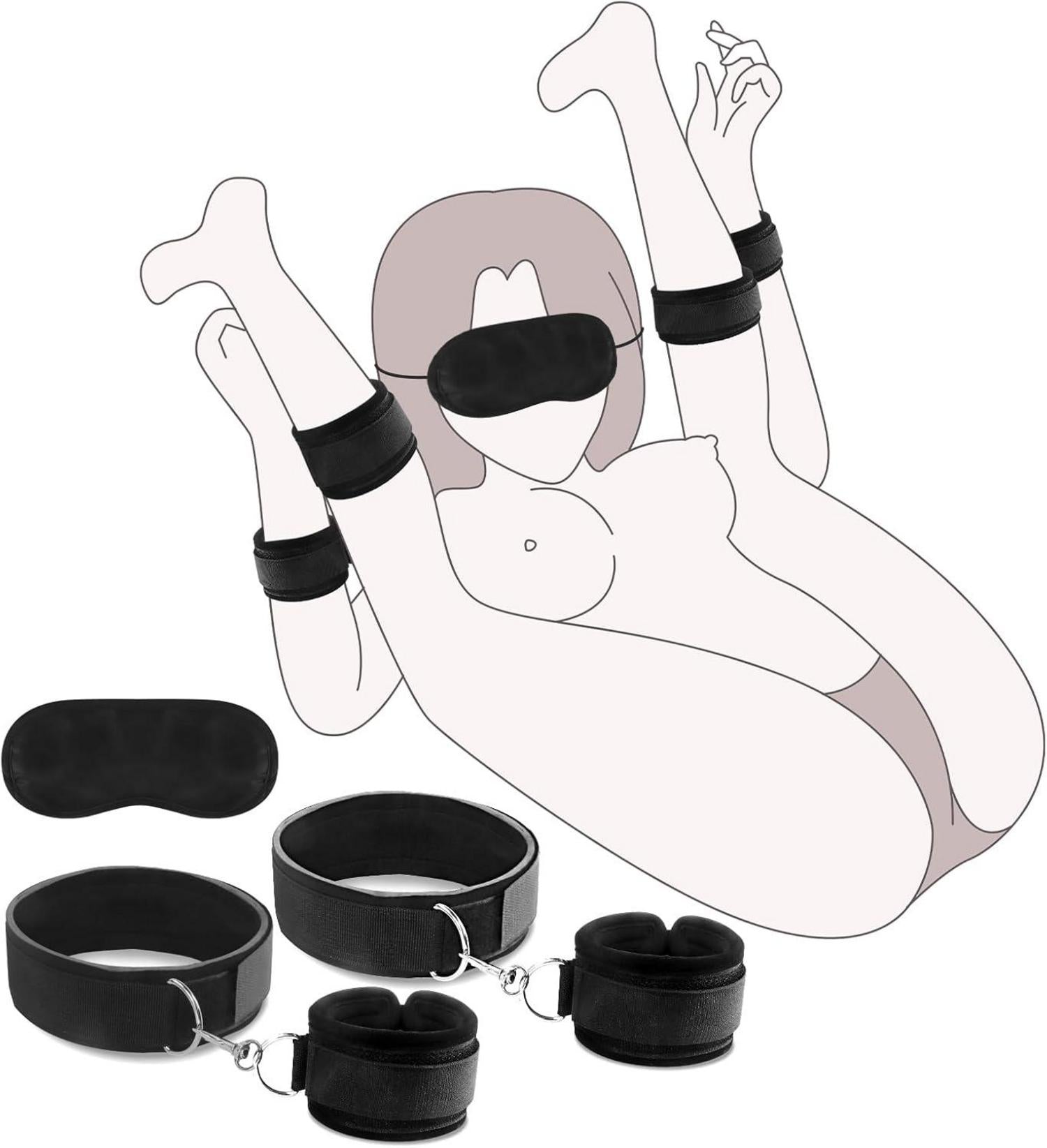 Bondage Handschellen Fesseln Augenbinde Set für Paare BDSM SM Toys