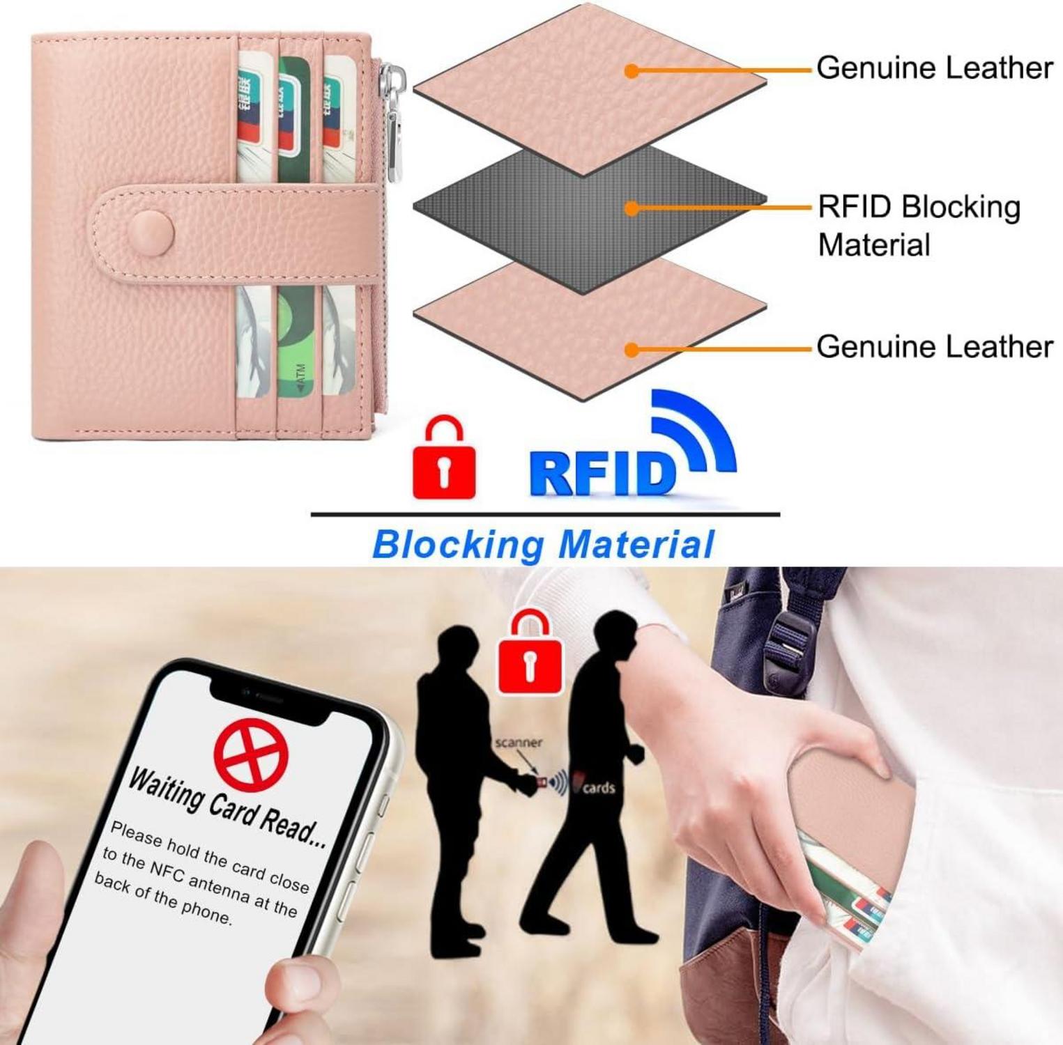 Kleines Damen Geldbörse Leder RFID Schutz Portemonnaie 13 Karten