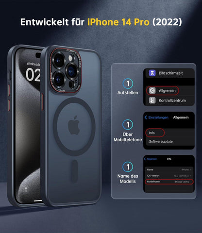 iPhone 14 Pro Hülle MagSafe Schwarz N56 Magnet Kameraschutz 6,1 Zoll