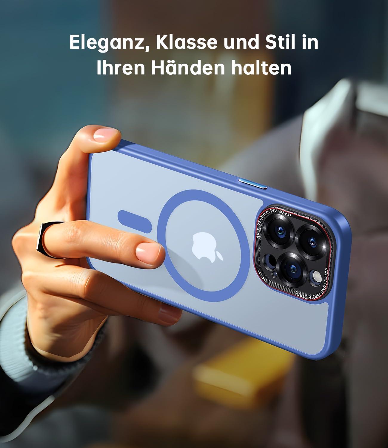 JUESHITUO iPhone 13 Pro Hülle MagSafe N56 Magnete Kameraschutz Blau