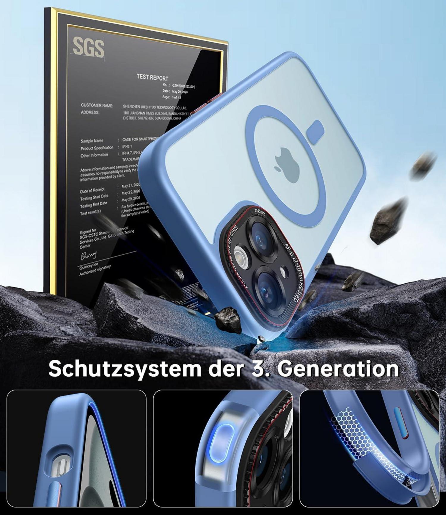 Schutzhülle iPhone 15 Plus MagSafe Integrierter Kameraschutz Blau