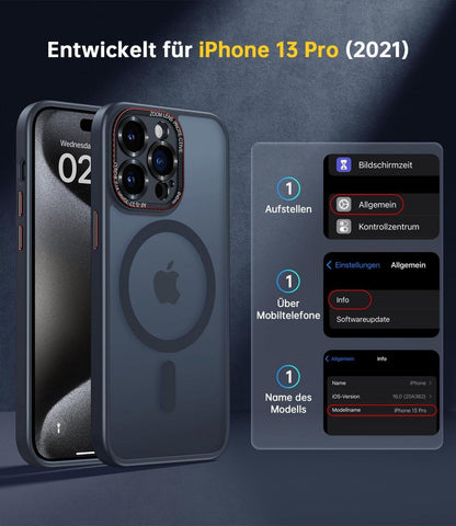 Schwarze iPhone 13 Pro Hülle MagSafe, N56 Magnet, stoßfest