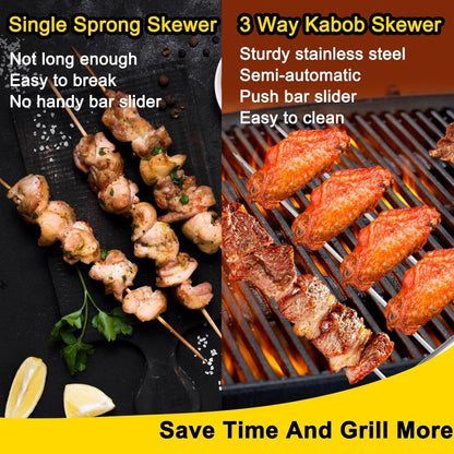 Grillspieße Edelstahl Schaschlikspieße BBQ Spieße 2er Set