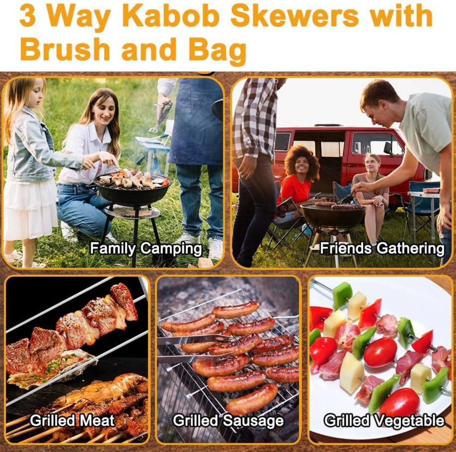 Grillspieße Edelstahl Schaschlikspieße BBQ Spieße 2er Set