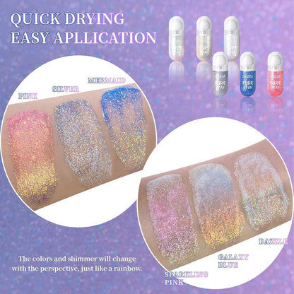 Glitter Roll-on Body Gel Festival Rave Hair Makeup Shimmer Blue