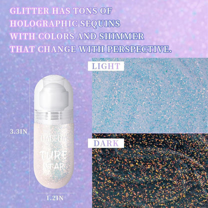 Roll-on Body Glitter Gel for Festival Rave Accessories- Galaxy Blue