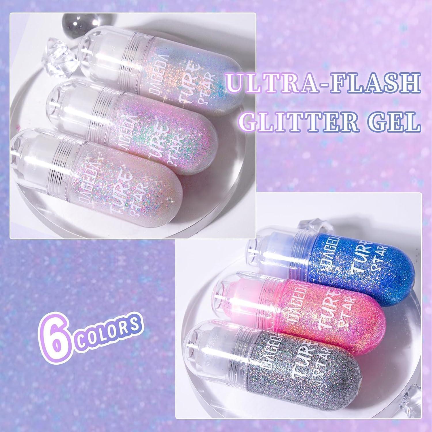 Roll-on Glitter Gel for Face Body Hair - Color Change Sparkle Makeup